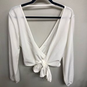 Tie white open back blouse